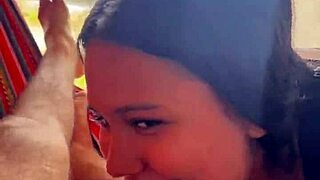 colombiana cachonda pulls out her novio's dick on the street and sucks it hard 😈🔥