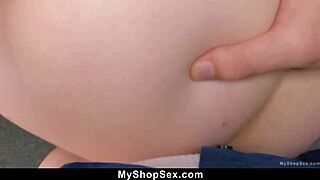 teen suspect lets guard fuck her tight pussy to leave the shop or else
