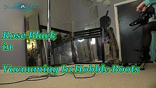 hot milf vacuums sexy in hobble boots and heels 👠🧹