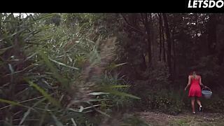 stepsisters vanessa decker and angel wicky finger pussies outdoors in forest