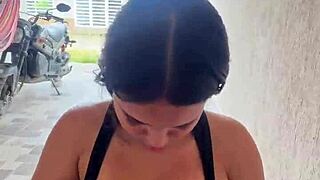 colombiana cachonda pulls out her novio's dick on the street and sucks it hard 😈🔥