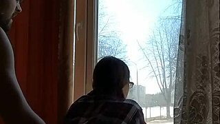 helga bosk squirts in risky bareback window fuck as people pass