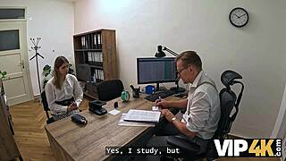 Why does cute 18+ student funky town need a loan so bad in this office casting?