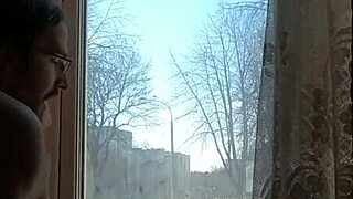 helga bosk squirts in risky bareback window fuck as people pass