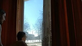 helga bosk squirts in risky bareback window fuck as people pass