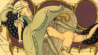 I cherish this antique erotic scene from vintage retro art collection forever.