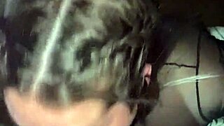 blonde slut deepthroats black cock choking on cum load