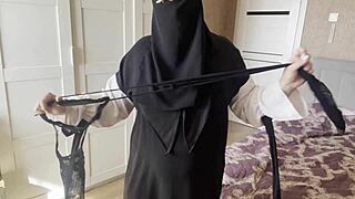 syrian milf tries pantyhose and soaks wet