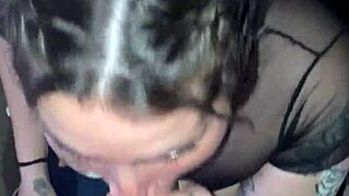 blonde slut deepthroats black cock choking on cum load