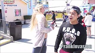 Kissing prank turns sexual with cute California girls moaning in HD