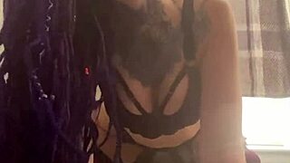 purple dreadlock latina taking rough dick from black master?