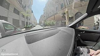 ever seen a desperate slut wet her panties then gulp mouthful piss in car? golden shower squirting tits outdoor public toilet fun