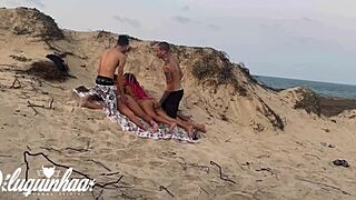 we got lost on beach stripped naked for wild threesome fuck