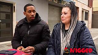 Watch mature chloe bend over moaning as she gulps her first massive black cock outdoors with us.