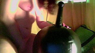 I feel so excited watching my girlfriend Kelly O deepthroat a dildo at work on an old phone.