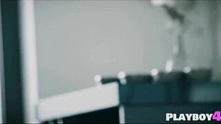These two milfs start kissing passionately then finger each other's wet pussies right in the kitchen.