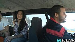 this hot long-haired dominican babe gets fucked hard outdoors on the bus for cash turning slutty in public humiliation