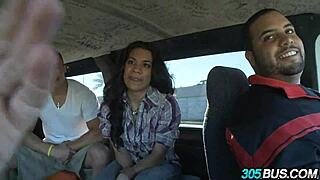 this hot long-haired dominican babe gets fucked hard outdoors on the bus for cash turning slutty in public humiliation