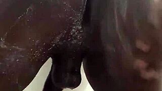 sexyjayla254 strokes his throbbing big black cock so hot in the shower