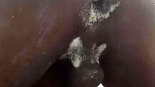 sexyjayla254 strokes his throbbing big black cock so hot in the shower