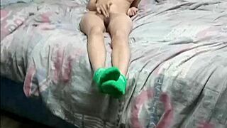 grandpa daddy lifts her legs high to lick and slide in deep