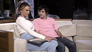 stepmom pristine edge skips sleep to deepthroat suck finger and ride stepson's huge cock all night