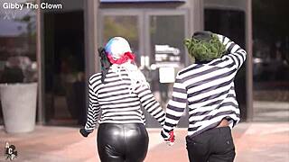 harley quinn rachel luxe fucked by gibby the clown joker big black cock huge tits interracial cosplay