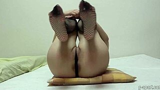 airi, does that micro thong cameltoe peek out while you yoga in fishnet stockings?
