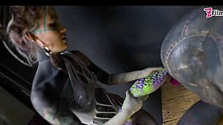 Tattooed dominatrix fists tranny ass gaping anal stretch