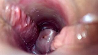 Watch her pussy explode in close-up vaginal orgasm