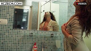 Sexy Milf Mom Teases Her Huge Tits In Steamy Shower - xczech.com!