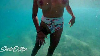 sheila ortega snorkels poolside with snorkel fun