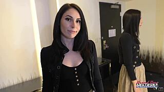 Inked Ashley Wolf fingers hairy pussy then dildos it to cumshot while rubbing natural tits