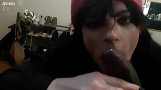 tranny drops to knees craving that thick bbc in her mouth
