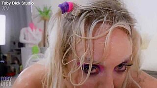 Gigi Patsy facefucked hard drinks piss spews cock mess drenched eyes 🤮💦