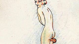 These vintage erotic drawings capture hairy retro passion perfectly