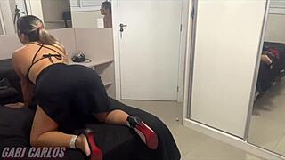 homemade blonde housewife with huge tanned tits and big ass begs for cock in bedroom