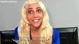 Big sexy cheerleader Britney chokes on cock then anal pounded cum covered