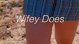 Ever seen a milf flash her shaved pussy under that skirt in public?