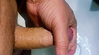 crazy voyeur films hidden asian slave in bathroom sink handjob to messy orgasm