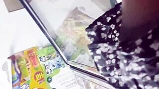 She lifts her skirt for sneaky upskirt shots in the store.