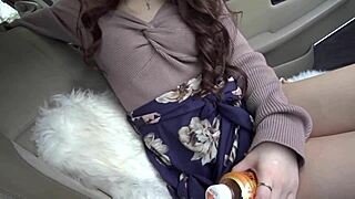 secret car video captures japanese mature milf's huge natural tits up close