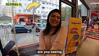 naughty influencers flash breasts and bare asses at outdoor market