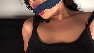 pov colombian brunette dances in black lingerie gagged tied then roughly fucked