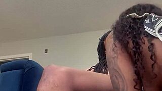 She bends over ebony ass for sloppy bbc creampie doggystyle