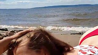 Beautiful Brunette Teen Gives Deepthroat Blowjob On River Outdoors