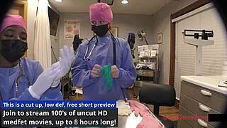 nurse stacy shepard tries all GLOVES to fit her patient's cock best girlsgonegyno