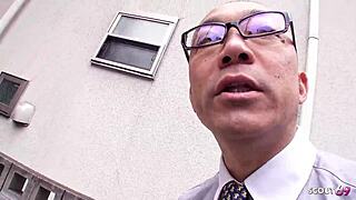 Skinny Japanese Mature Nympho Masturbates Intensely with Dildo for Neighbor