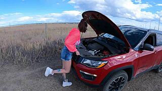 i froze up while this young slut milf deepthroats my monster cock then rides rough in the car