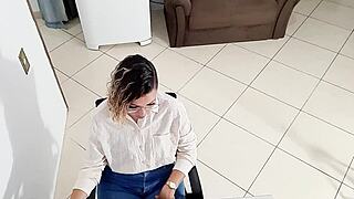 My boss rams my asshole bent over desk doggystyle in office